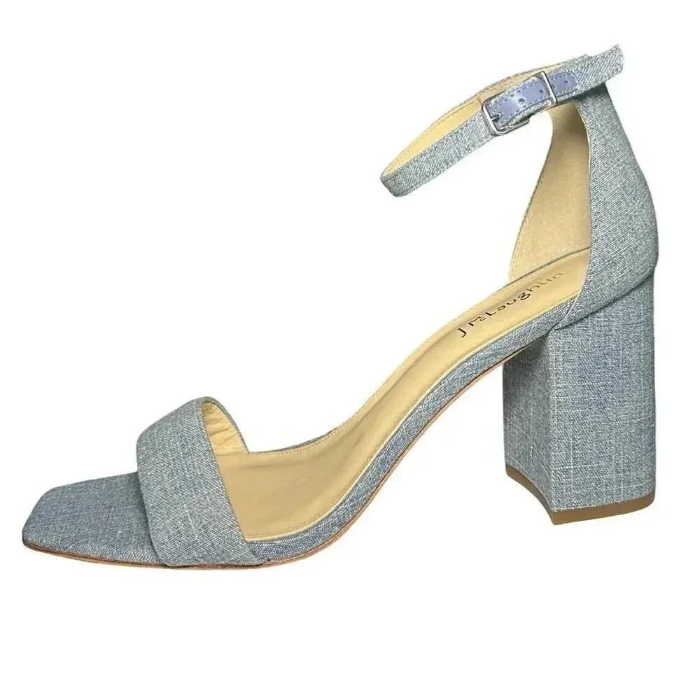 NWOT J McLaughlin Women’s Esme Denim Block Heels with Ankle Strap Blue Size 11